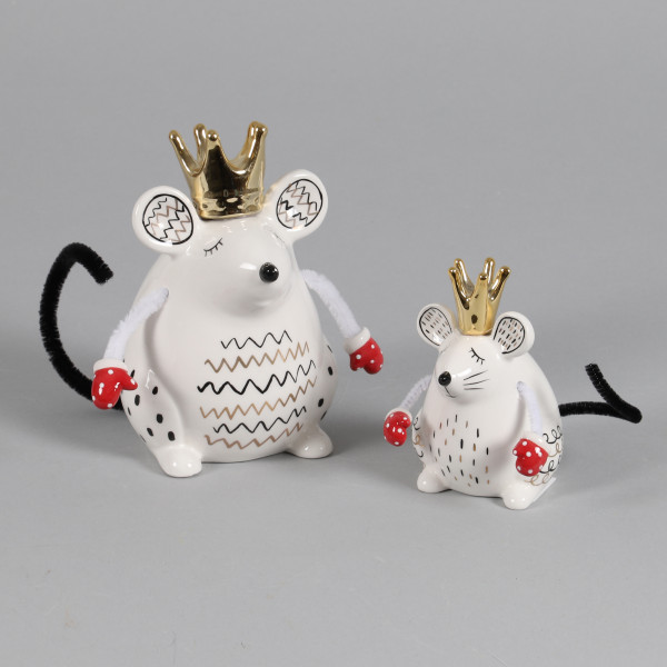 Keramik-Maus Libby, mit goldener Krone