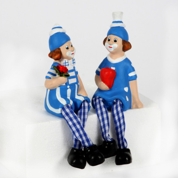 Clown D´dorf Kantenhocker,2Mo d.sort.,7x13cm,blau/weiß