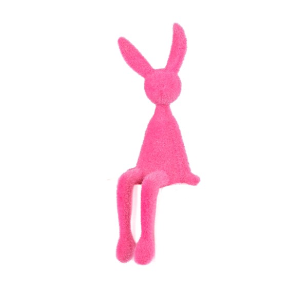 Hase Eddie , Kantenhocker, Kunststoff pink, H29cm, beflockt 5mm
