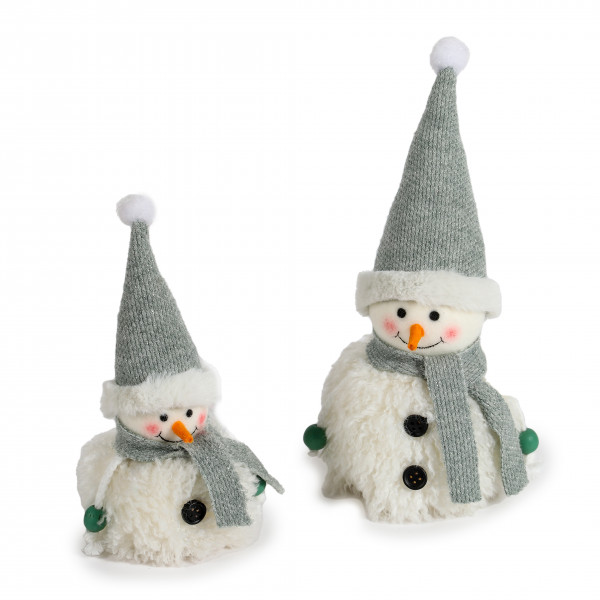 Schneemann Frosti ,Stoff, mit Schal Knöpfen, weiß-türkis