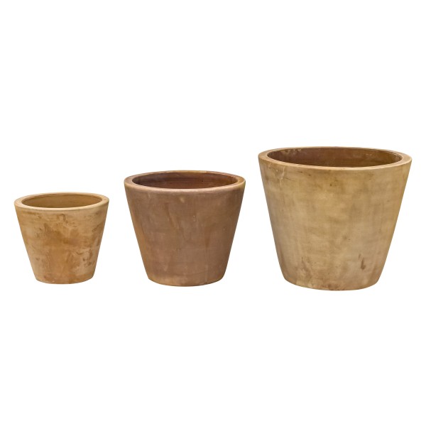 Terracotta Pflanz-Topf, konisch Set/3 29xh24,37xh31,47xh37cm terrac-antik