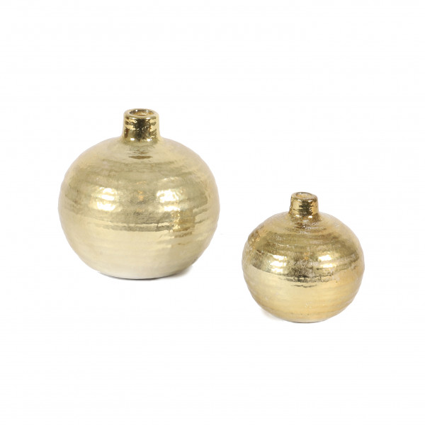 Keramik Kugel-Vase gold-antik