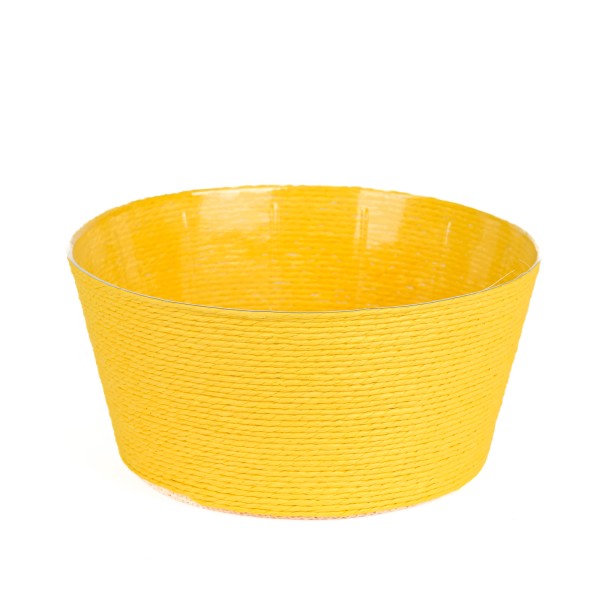 Kordel-Korb Schale rund, 20xh9,5 cm gelb, mit Kunststoffeinsatz