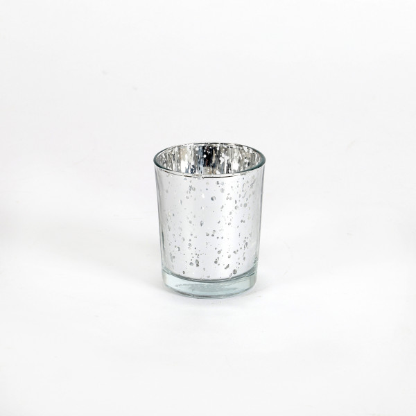 Teelichtglas silber verspiegelt 5,5x 6,5 cm