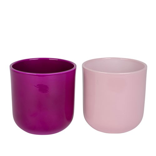 Keramik Orchideen-Topf Raya 13cm, 2 Farben sort, rosa/purple Lasur
