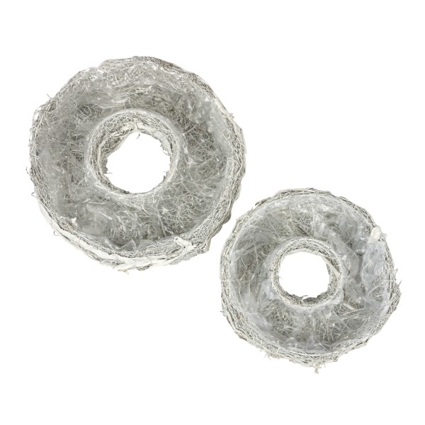 Salim / Rattan Pflanz-Ring Set/2, white washed, d 28 & 36 cm