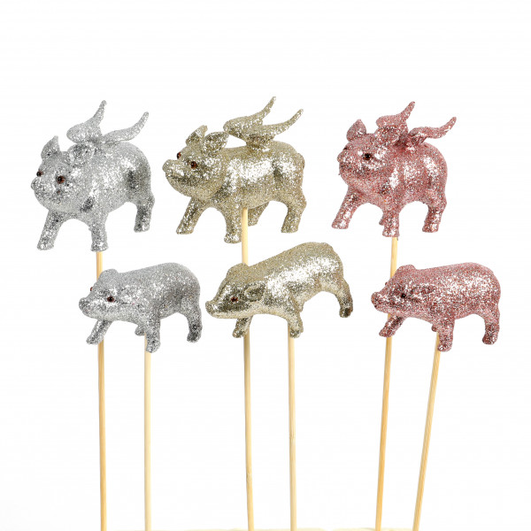 Stecker Schwein Kunststoff,beglimmert 2 Mod., ca. 10 cm