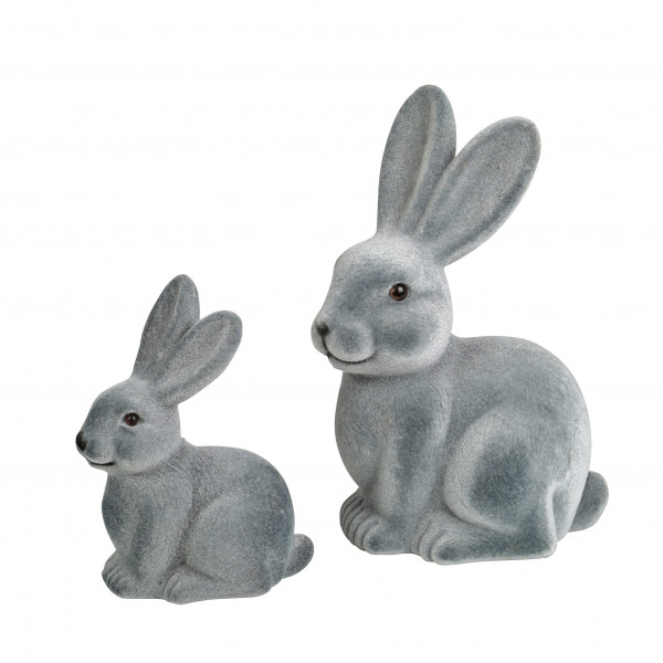 Hase Wuschel , sitzend, Kunststoff beflockt