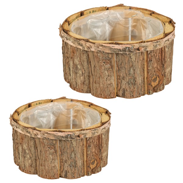 Holz Rinden-Pflanzschale, rund, natur