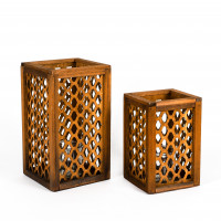 Holz-Laterne Madrid eckig Holz-Laterne Madrid eckig