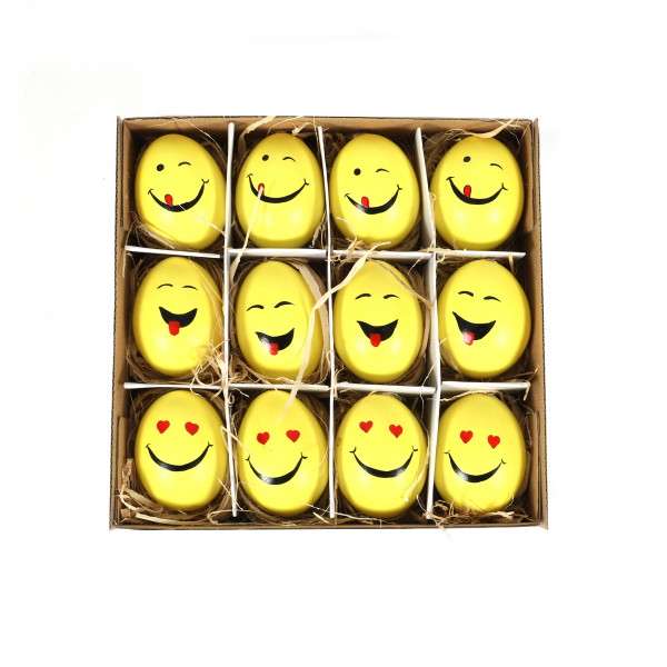 Hühnereier bemalt,Tray/12, Sm ile Ostern