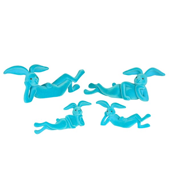 Hase Mats ,liegend/relaxing,hellblau, 2 Mod.sort.