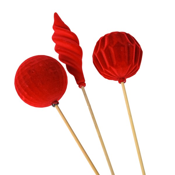 Kunststoff-Kugel 2 Modelle sortiert beflockt, rot Stecker 35 cm