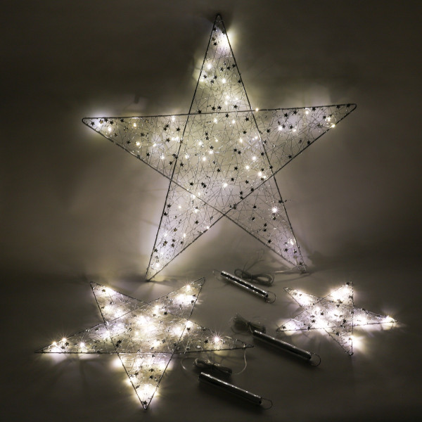 Deko-Stern Stars , flach, Metall, silber umwickelt