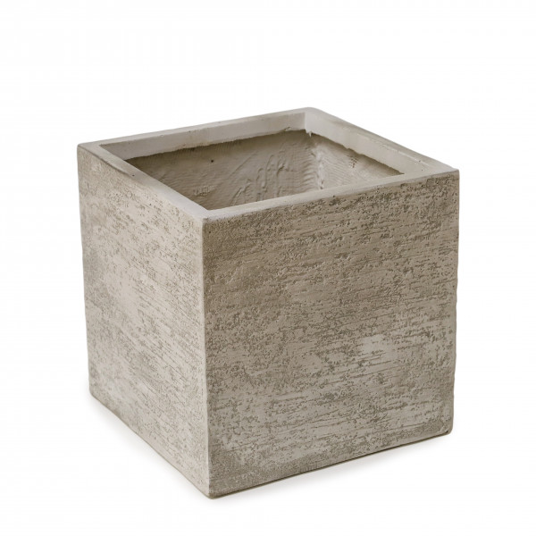 Fibrestone-Pflanzwürfel, weiß-antik, 44x44xH44cm, quadratisch