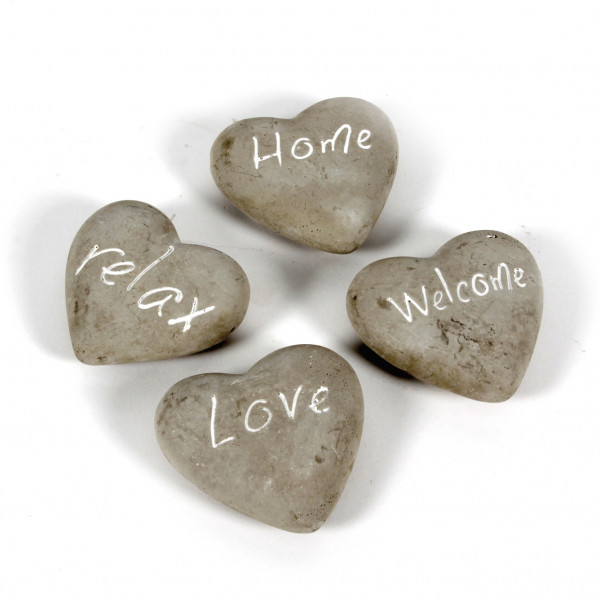Deko-Herz, love/relex/welcome/ home,sort.grau/weiß