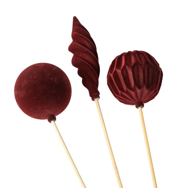 Kunststoff-Kugel 2 Modelle sortiert beflockt, dunkel rot Stecker 35 cm