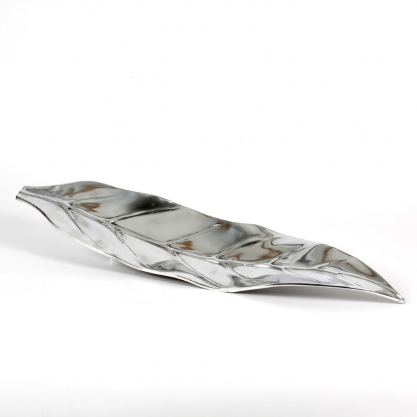 Blattschale,länglich,Alu polie rt, 70x18x6 cm