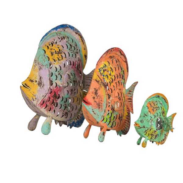 Metallfisch Dorie , Windlicht, 39cm, mit Kerzenhalter, 39x10,5x40cm