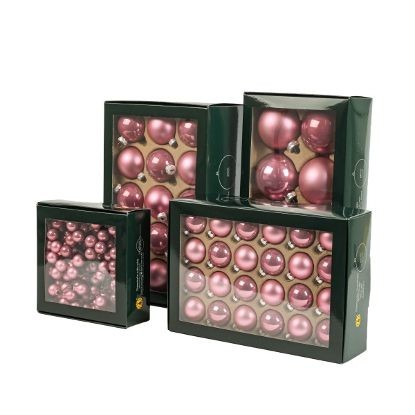 Glaskugeln, 80mm, Box/8 St. blush sortiert