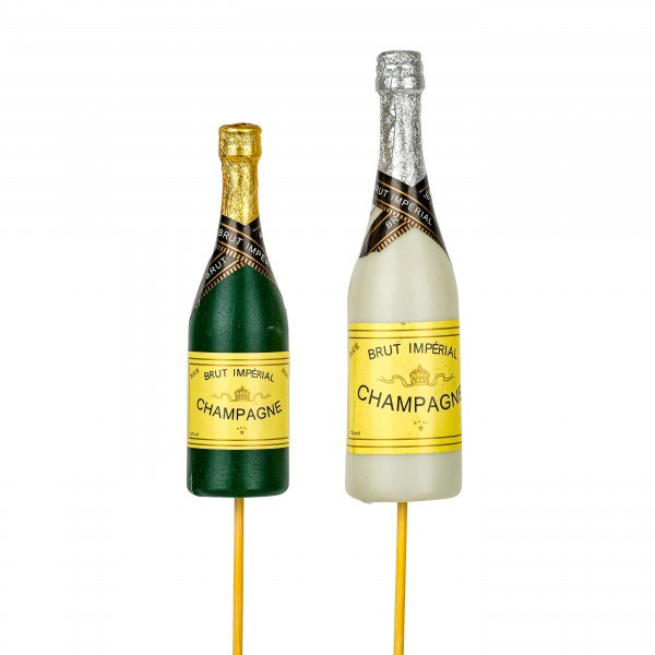 Kunststoff-Stecker Sekt-Flasche, 2 Mod sort, 13,5x4cm / 11x3,5 cm