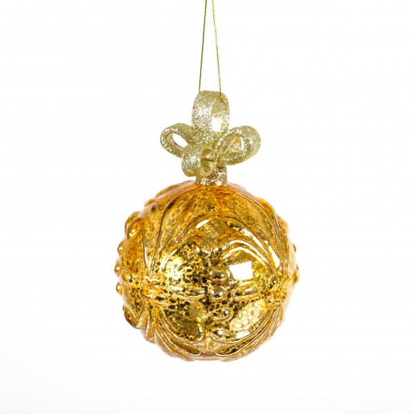 Baumschmuck franz.Lilie , Glas, gold Kugel 10x10x15 cm
